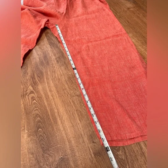 FLAX Womens Linen Wide Leg Pull On Pants Small Lagenlook Coastal Stretch Pockets - Picture 10 of 10